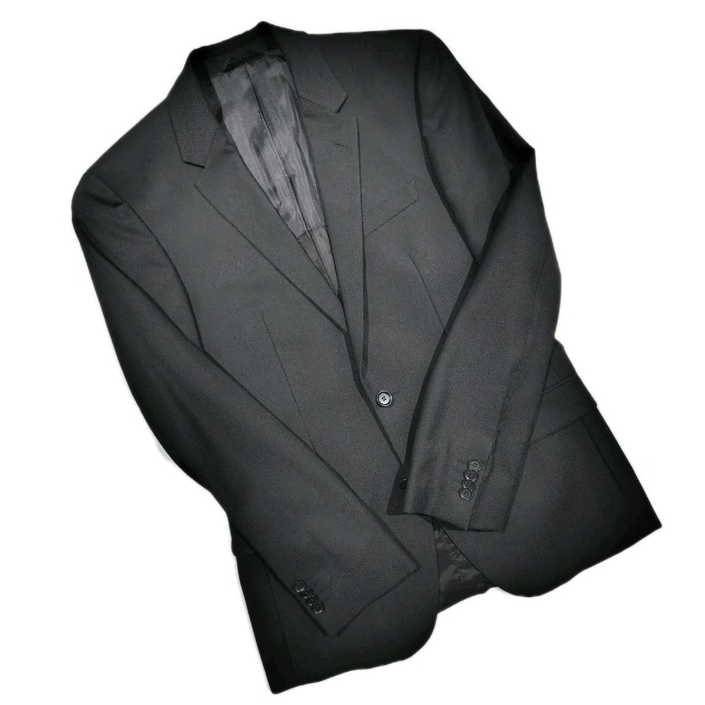 Hugo Boss Blazer Sporcoat Mens  Jacket 38R Black Wool Textured Slim Two Button